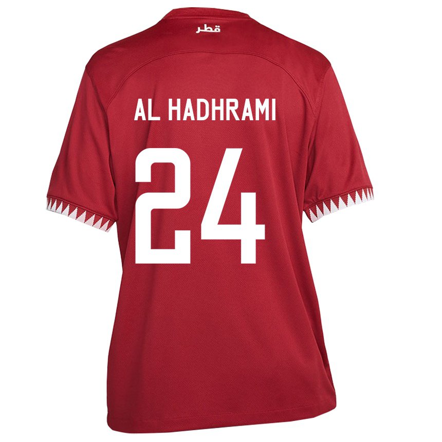 Damen Katarische Naif Abdulraheem Al Hadhrami #24 Kastanienbraun Heimtrikot Trikot 22-24 T-shirt Österreich