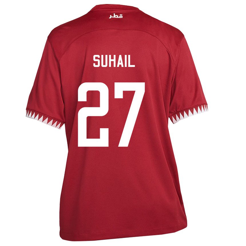 Damen Katarische Ahmed Suhail #27 Kastanienbraun Heimtrikot Trikot 22-24 T-shirt Österreich