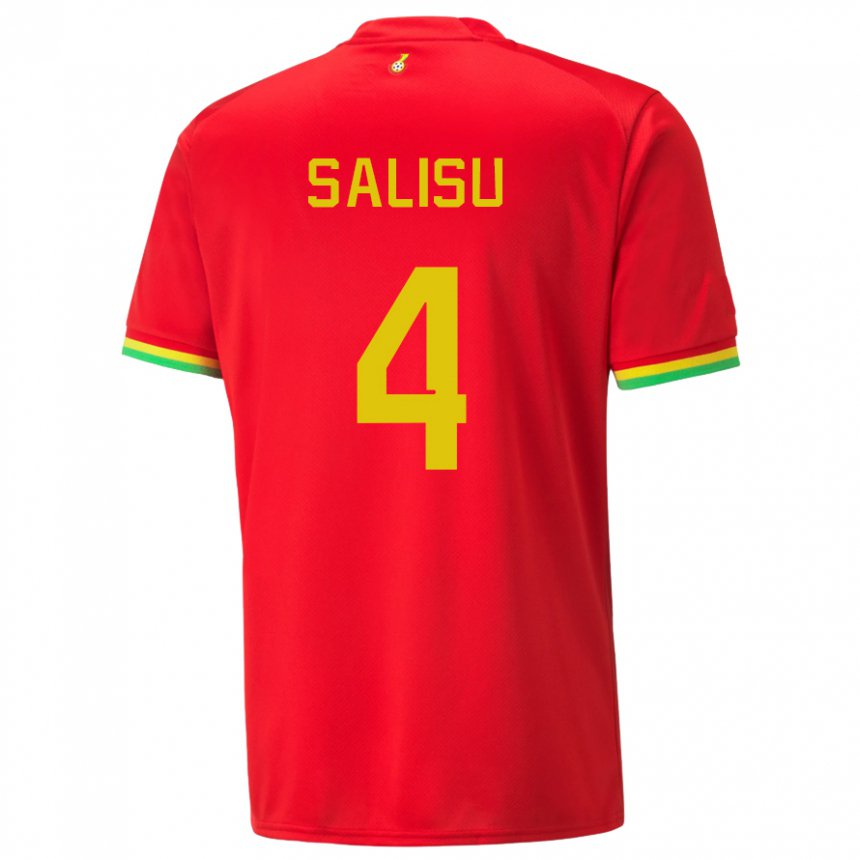 Damen Ghanaische Mohammed Salisu #4 Rot Auswärtstrikot Trikot 22-24 T-shirt Österreich