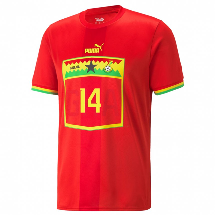 Damen Ghanaische Gideon Mensah #14 Rot Auswärtstrikot Trikot 22-24 T-shirt Österreich