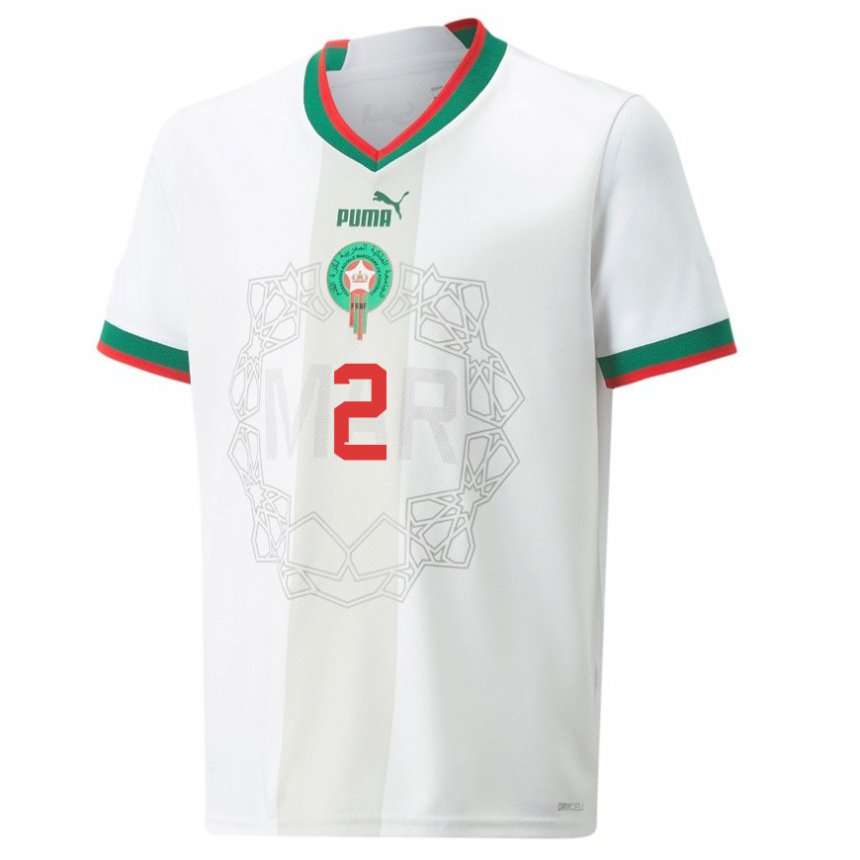 Damen Marokkanische Achraf Hakimi #2 Weiß Auswärtstrikot Trikot 22-24 T-shirt Österreich