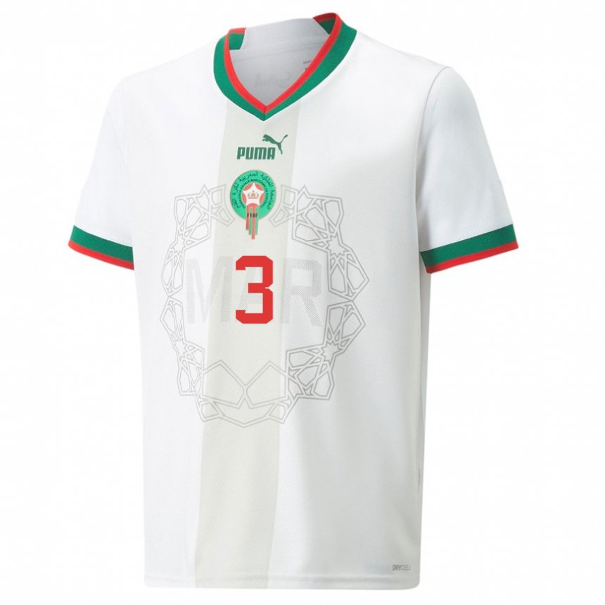 Damen Marokkanische Noussair El Mazraoui #3 Weiß Auswärtstrikot Trikot 22-24 T-shirt Österreich