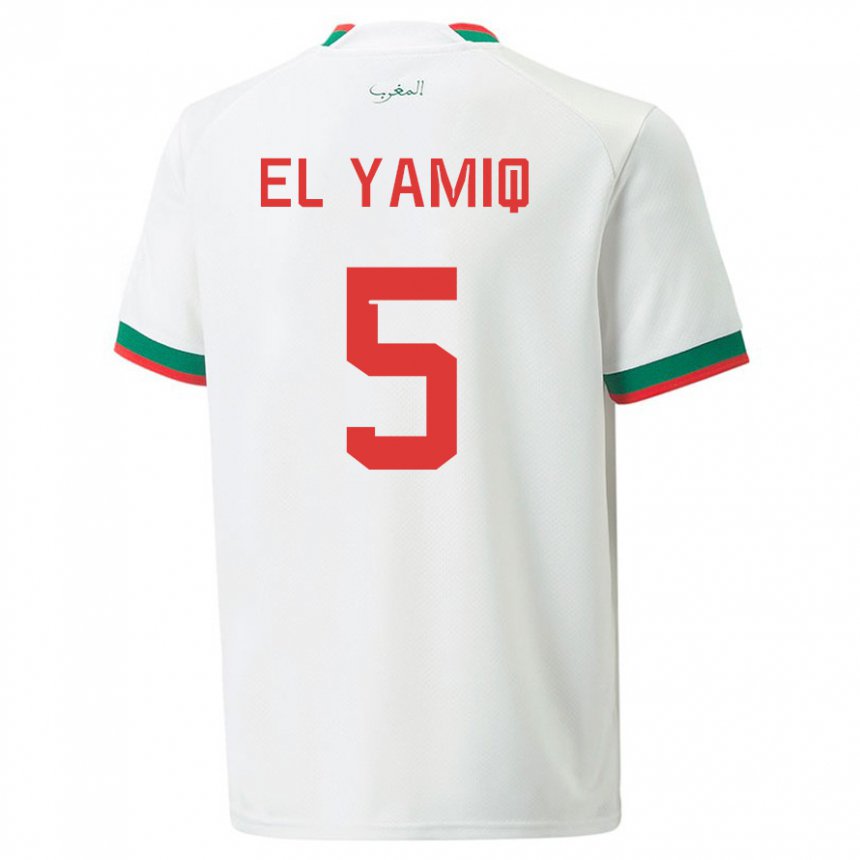 Damen Marokkanische Jawad El Yamiq #5 Weiß Auswärtstrikot Trikot 22-24 T-shirt Österreich