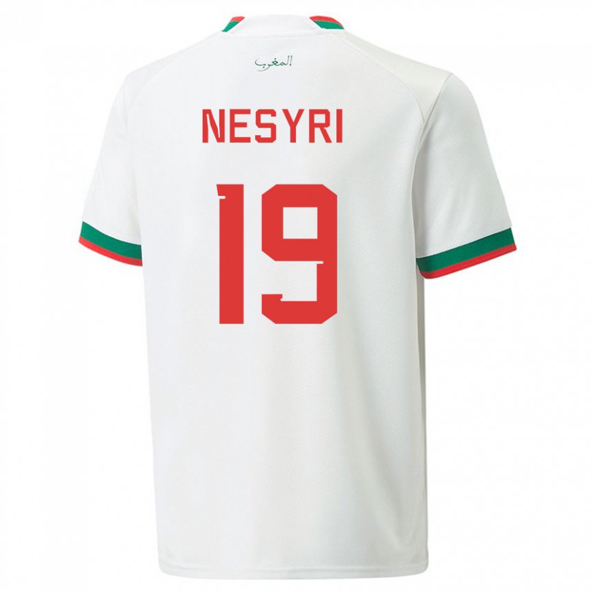 Damen Marokkanische Youssef En-nesyri #19 Weiß Auswärtstrikot Trikot 22-24 T-shirt Österreich