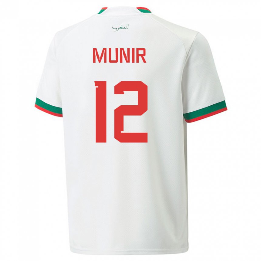 Damen Marokkanische Munir #12 Weiß Auswärtstrikot Trikot 22-24 T-shirt Österreich