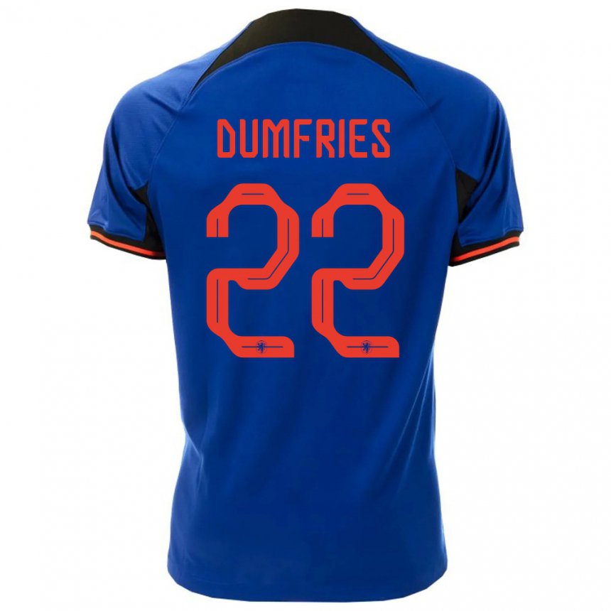 Damen Niederländische Denzel Dumfries #22 Königsblau Auswärtstrikot Trikot 22-24 T-shirt Österreich