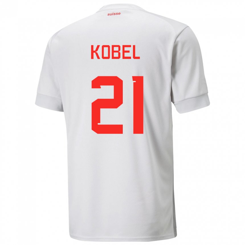 Damen Schweizer Gregor Kobel #21 Weiß Auswärtstrikot Trikot 22-24 T-shirt Österreich