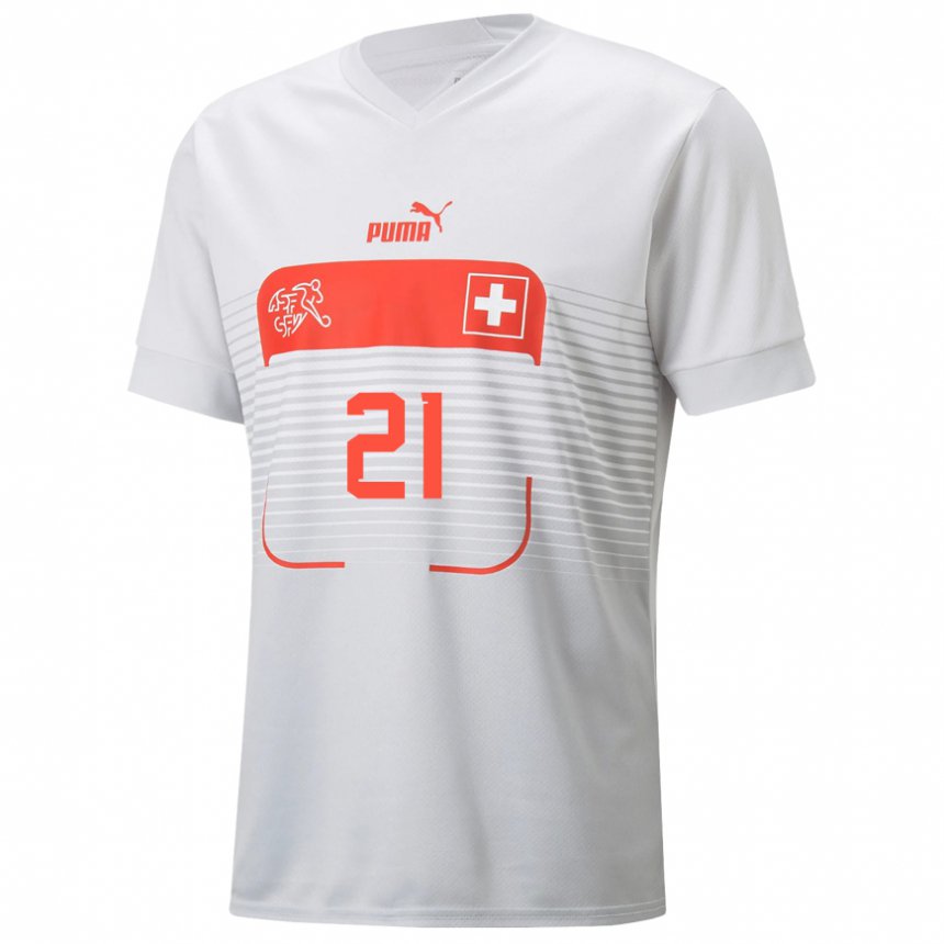 Damen Schweizer Gregor Kobel #21 Weiß Auswärtstrikot Trikot 22-24 T-shirt Österreich