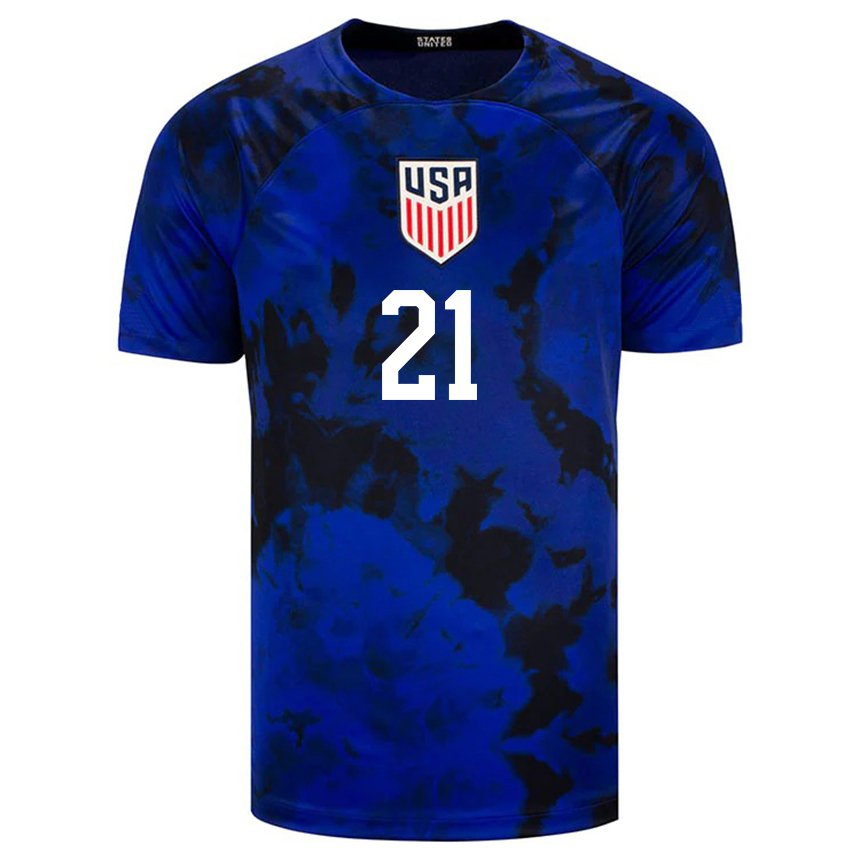 Damen Us-amerikanische Sam Vines #21 Königsblau Auswärtstrikot Trikot 22-24 T-shirt Österreich