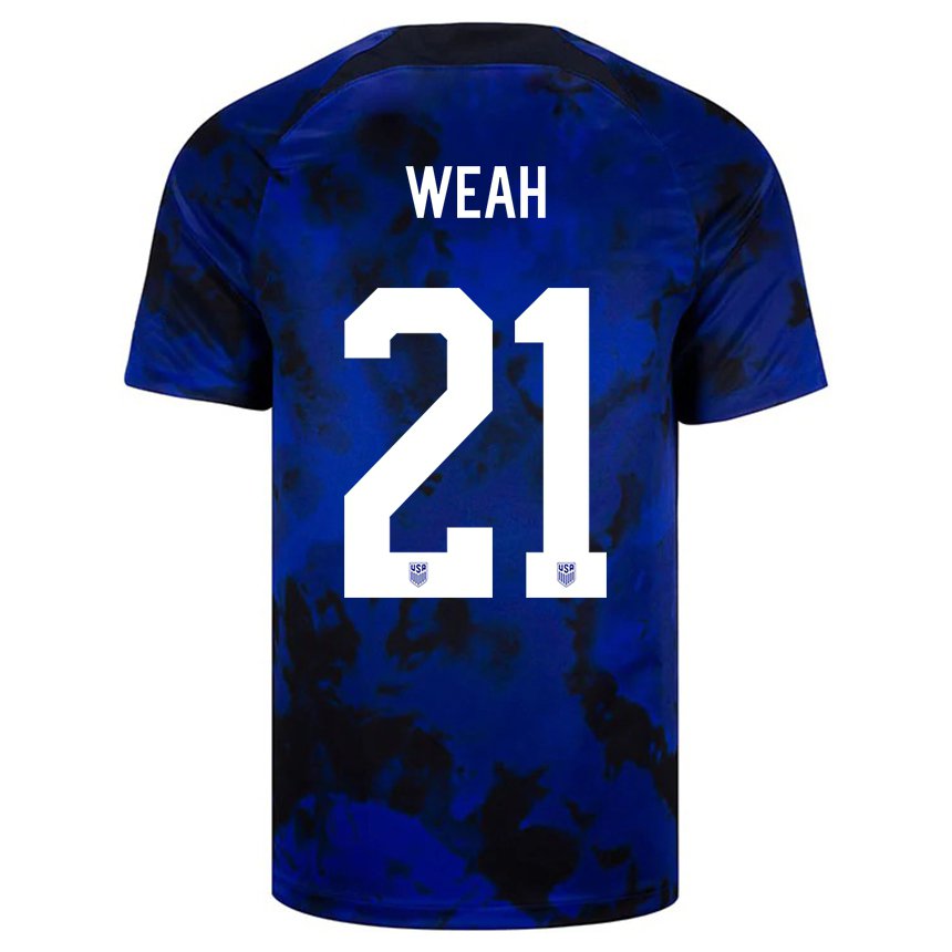 Damen Us-amerikanische Timothy Weah #21 Königsblau Auswärtstrikot Trikot 22-24 T-shirt Österreich