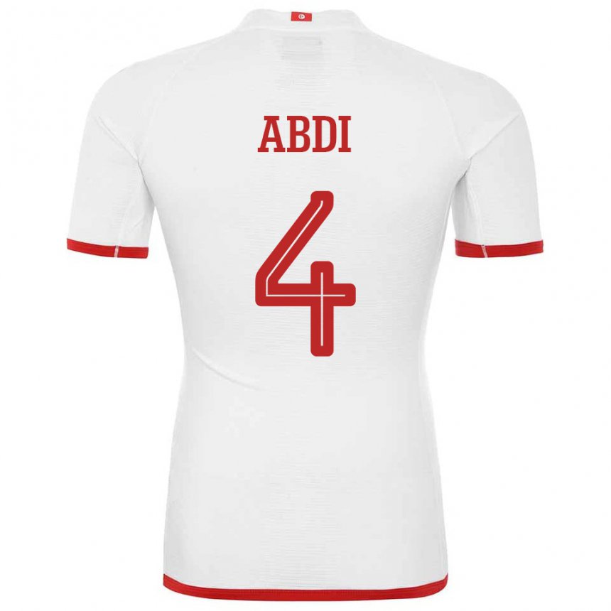 Damen Tunesische Ali Abdi #4 Weiß Auswärtstrikot Trikot 22-24 T-shirt Österreich