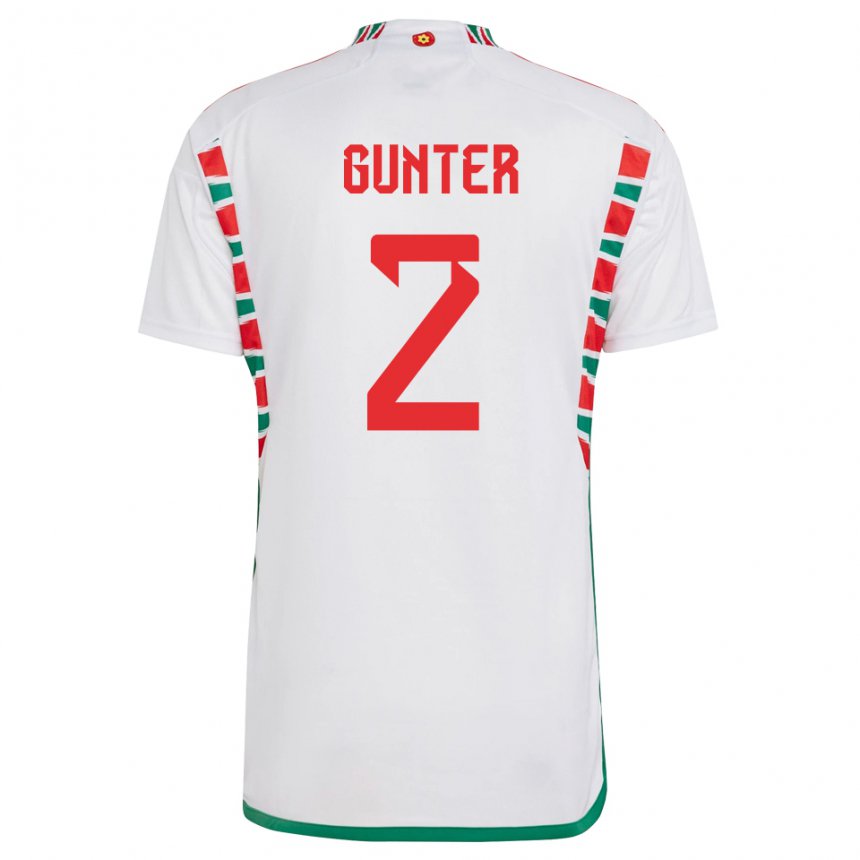 Damen Walisische Chris Gunter #2 Weiß Auswärtstrikot Trikot 22-24 T-shirt Österreich