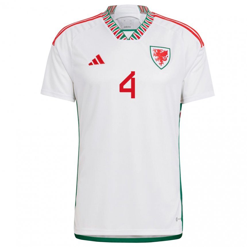 Damen Walisische Ben Cabango #4 Weiß Auswärtstrikot Trikot 22-24 T-shirt Österreich