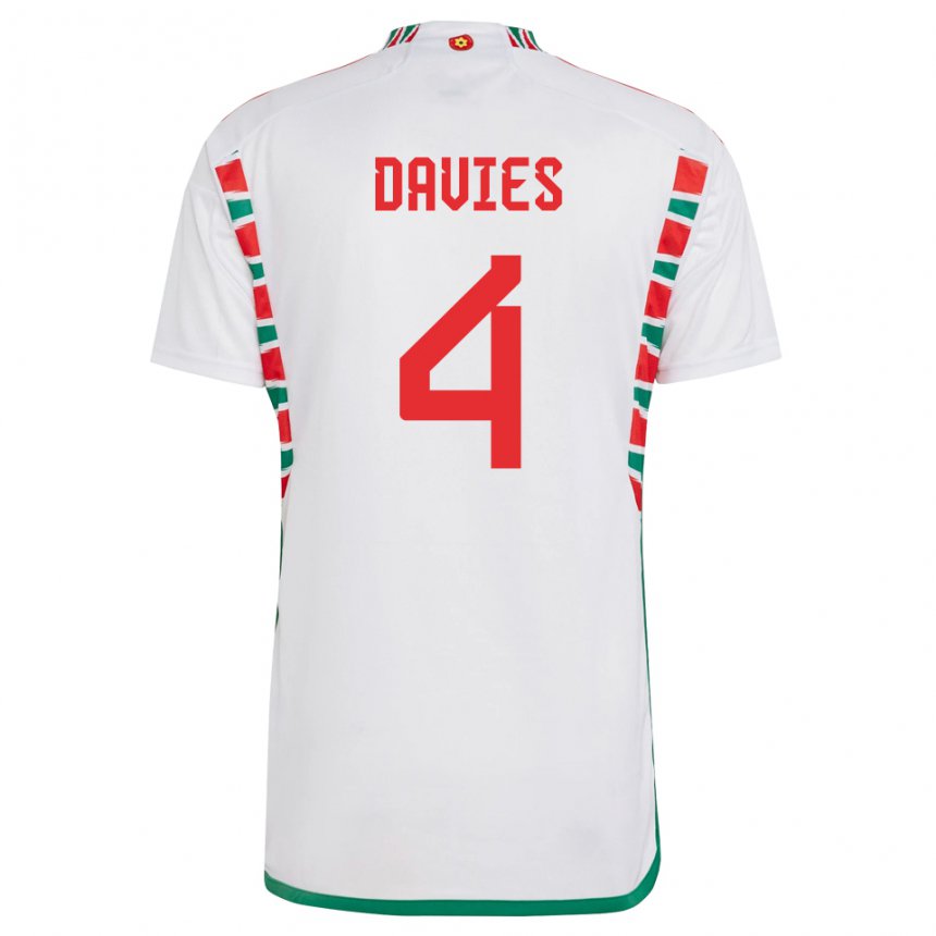 Damen Walisische Ben Davies #4 Weiß Auswärtstrikot Trikot 22-24 T-shirt Österreich