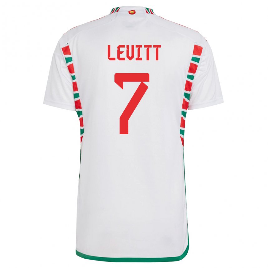 Damen Walisische Dylan Levitt #7 Weiß Auswärtstrikot Trikot 22-24 T-shirt Österreich
