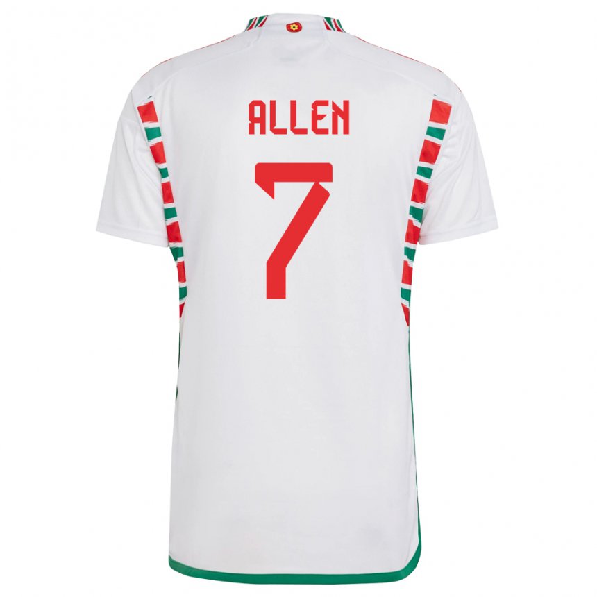 Damen Walisische Joe Allen #7 Weiß Auswärtstrikot Trikot 22-24 T-shirt Österreich