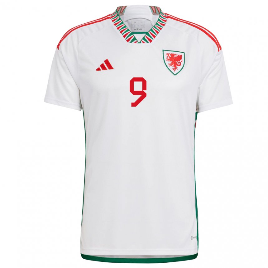 Damen Walisische Brennan Johnson #9 Weiß Auswärtstrikot Trikot 22-24 T-shirt Österreich