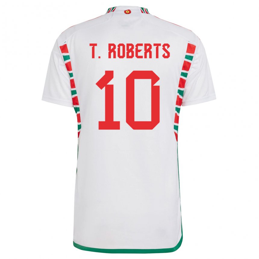 Damen Walisische Tyler Roberts #10 Weiß Auswärtstrikot Trikot 22-24 T-shirt Österreich