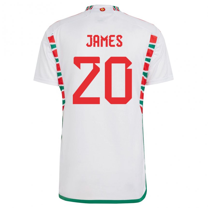 Damen Walisische Daniel James #20 Weiß Auswärtstrikot Trikot 22-24 T-shirt Österreich