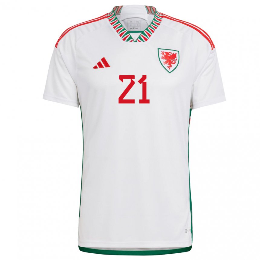 Damen Walisische Tom King #21 Weiß Auswärtstrikot Trikot 22-24 T-shirt Österreich