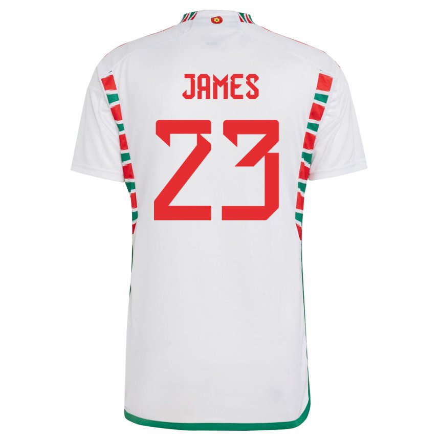 Damen Walisische Jordan James #23 Weiß Auswärtstrikot Trikot 22-24 T-shirt Österreich