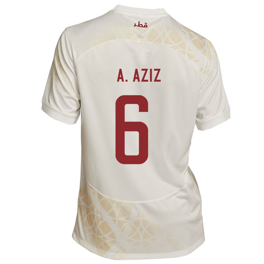 Damen Katarische Abdulaziz Hatem #6 Goldbeige Auswärtstrikot Trikot 22-24 T-shirt Österreich