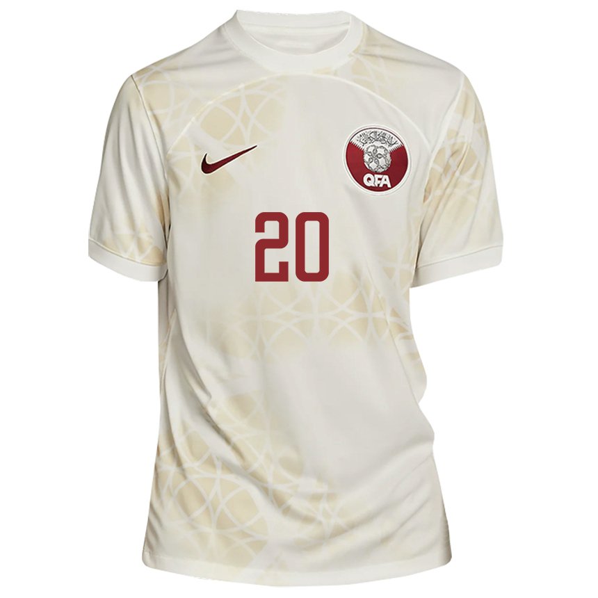 Damen Katarische Ahmed Fadel Hasaba #20 Goldbeige Auswärtstrikot Trikot 22-24 T-shirt Österreich