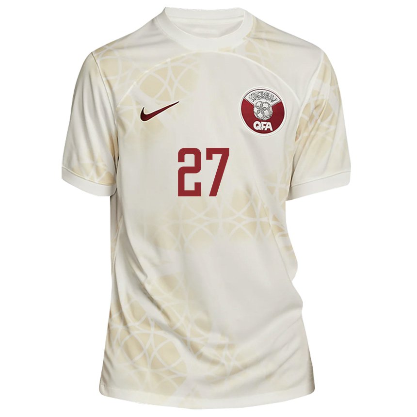Damen Katarische Ahmed Suhail #27 Goldbeige Auswärtstrikot Trikot 22-24 T-shirt Österreich