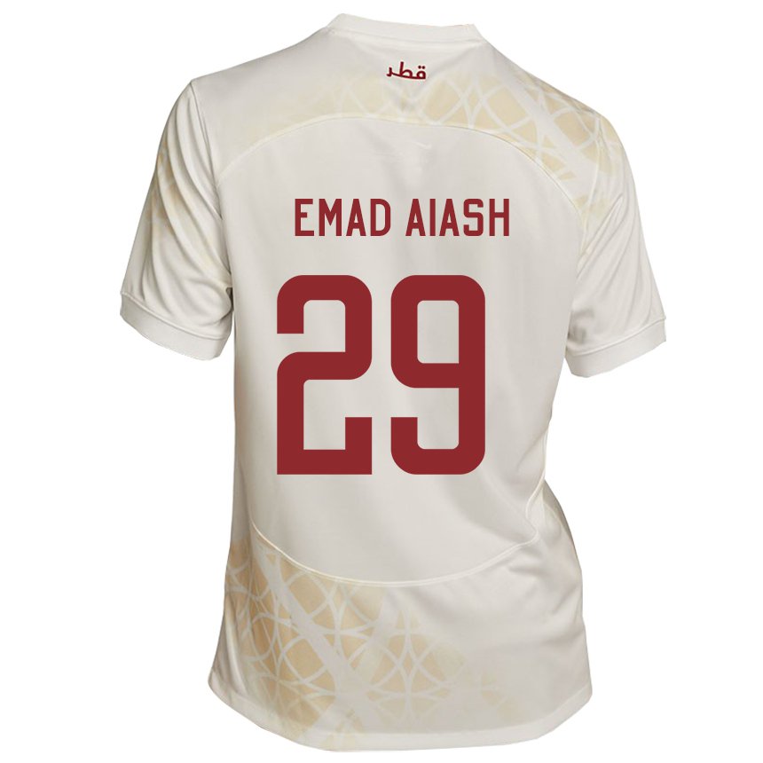 Damen Katarische Mohamed Emad Aiash #29 Goldbeige Auswärtstrikot Trikot 22-24 T-shirt Österreich