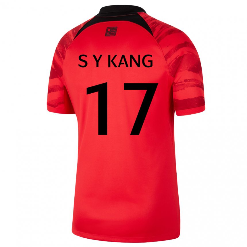 Kinder Südkoreanische Kang Sang Yun #17 Rot Schwarz Heimtrikot Trikot 22-24 T-shirt Österreich