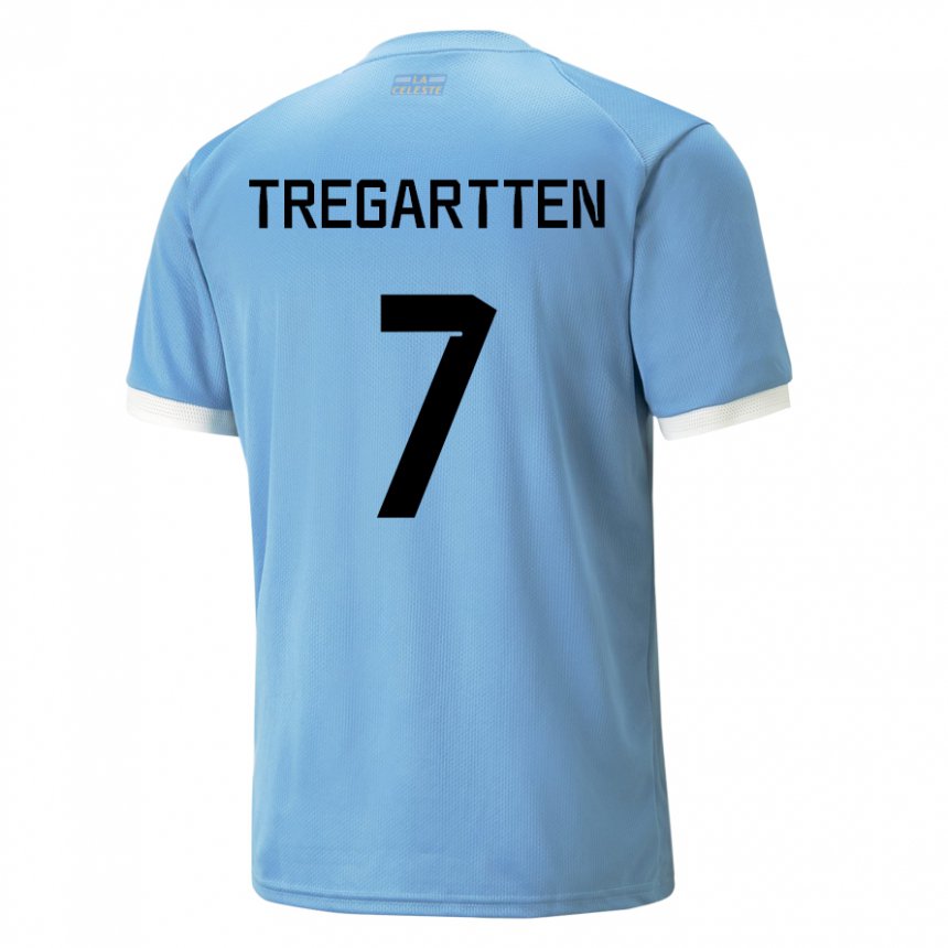 Kinder Uruguayische Stephanie Tregartten #7 Blau Heimtrikot Trikot 22-24 T-shirt Österreich