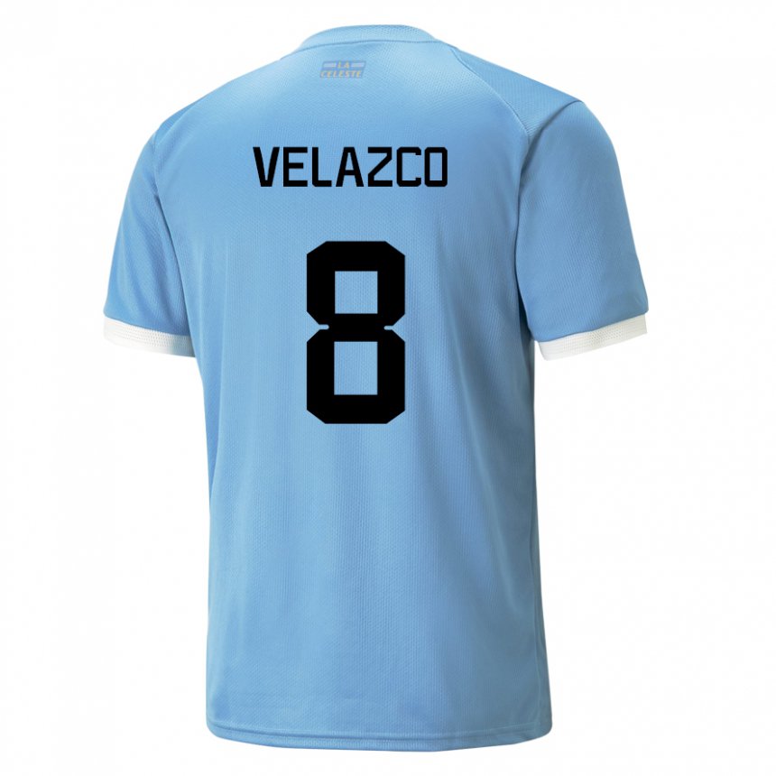 Kinder Uruguayische Ximena Velazco #8 Blau Heimtrikot Trikot 22-24 T-shirt Österreich