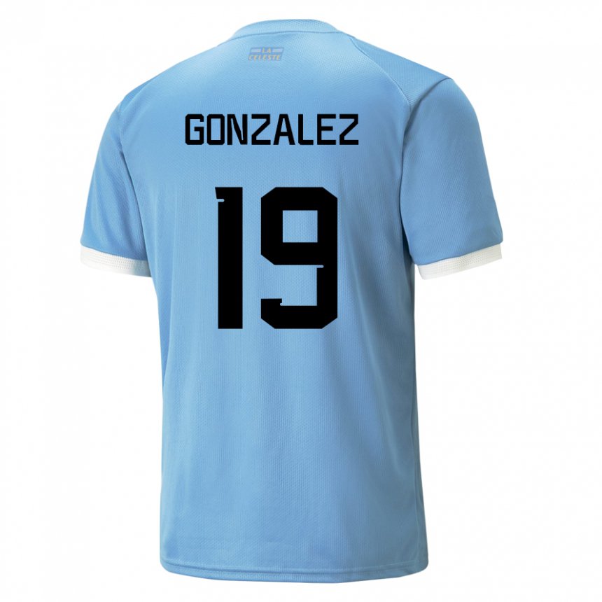 Kinder Uruguayische Luciano Gonzalez #19 Blau Heimtrikot Trikot 22-24 T-shirt Österreich