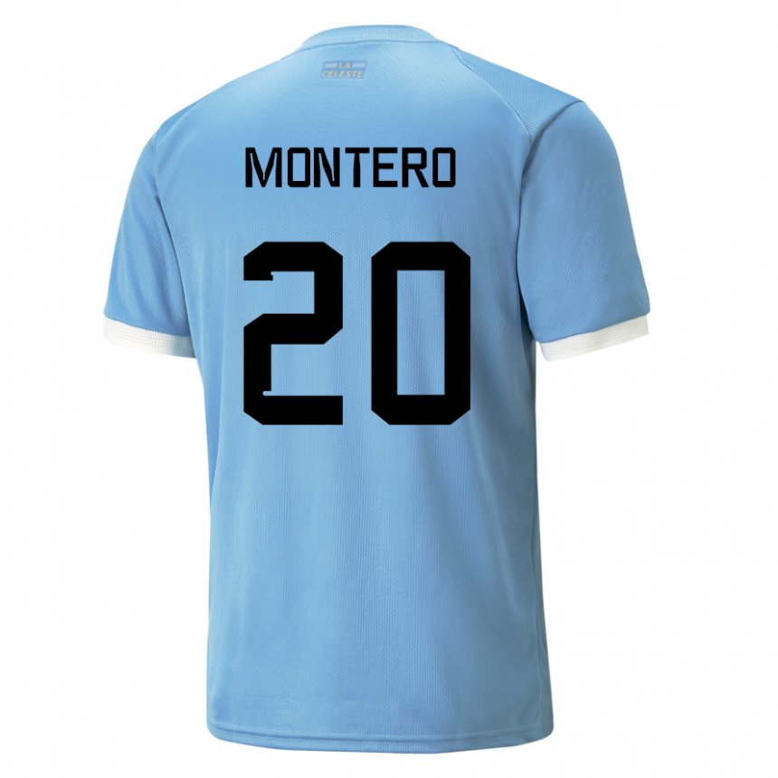 Kinder Uruguayische Alfonso Montero #20 Blau Heimtrikot Trikot 22-24 T-shirt Österreich