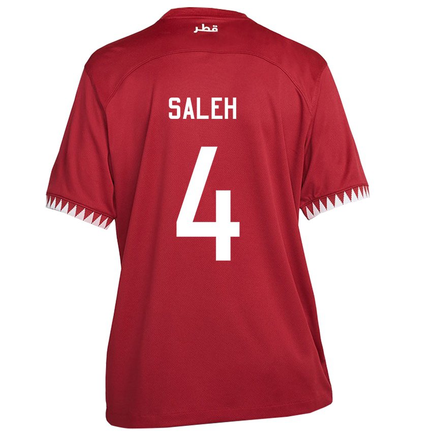 Kinder Katarische Hagar Saleh #4 Kastanienbraun Heimtrikot Trikot 22-24 T-shirt Österreich