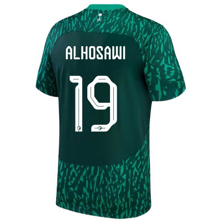 Kinder Saudi-arabische Zakrei Alhosawi #19 Dunkelgrün Auswärtstrikot Trikot 22-24 T-shirt Österreich