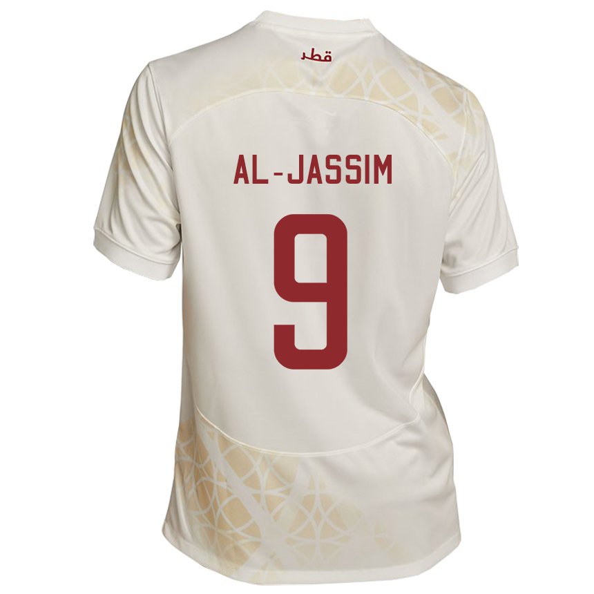 Kinder Katarische Kholoud Al Jassim #9 Goldbeige Auswärtstrikot Trikot 22-24 T-shirt Österreich