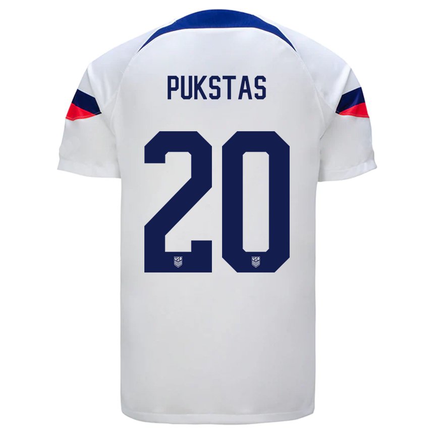 Herren Us-amerikanische Rokas Pukstas #20 Weiß Heimtrikot Trikot 22-24 T-shirt Österreich