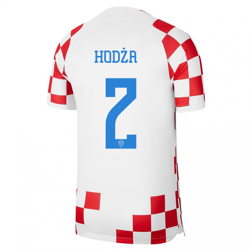 Herren Kroatische Veldin Hodza #2 Rot-weiss Heimtrikot Trikot 22-24 T-shirt Österreich