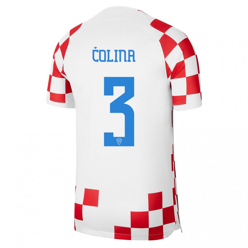 Herren Kroatische David Colina #3 Rot-weiss Heimtrikot Trikot 22-24 T-shirt Österreich