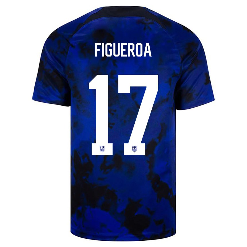 Herren Us-amerikanische Keyrol Figueroa #17 Königsblau Auswärtstrikot Trikot 22-24 T-shirt Österreich