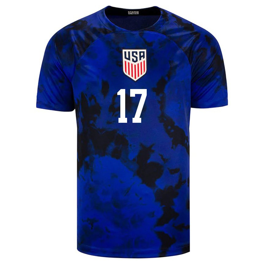 Herren Us-amerikanische Keyrol Figueroa #17 Königsblau Auswärtstrikot Trikot 22-24 T-shirt Österreich