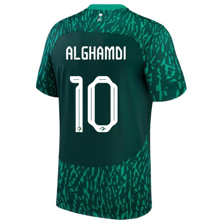 Herren Saudi-arabische Ahmad Alghamdi #10 Dunkelgrün Auswärtstrikot Trikot 22-24 T-shirt Österreich