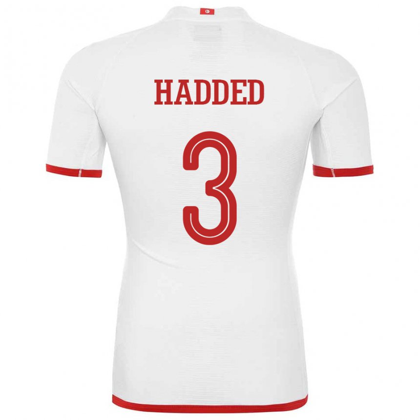 Herren Tunesische Rayen Hadded #3 Weiß Auswärtstrikot Trikot 22-24 T-shirt Österreich