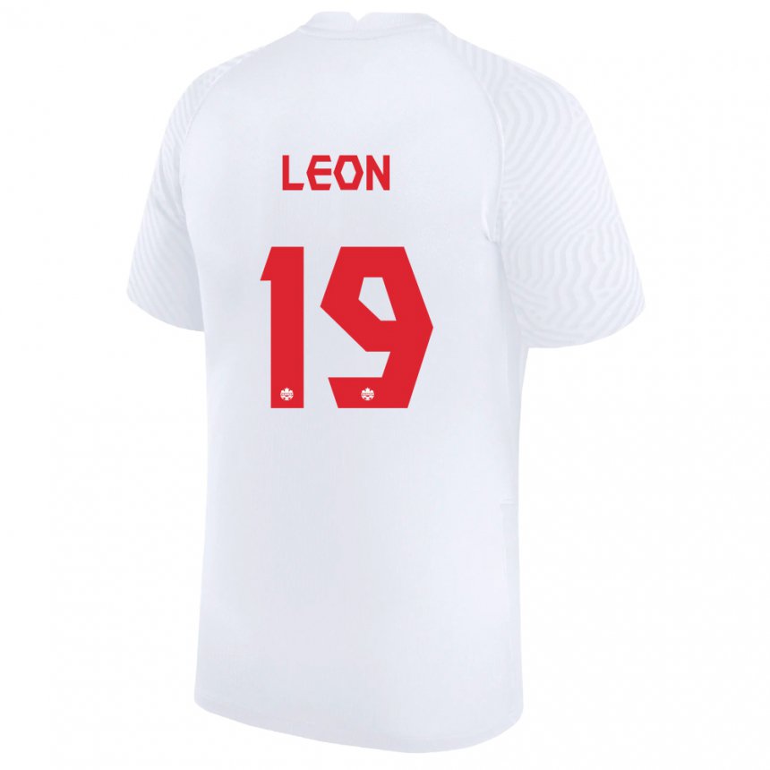 Herren Kanadische Adriana Leon #19 Weiß Auswärtstrikot Trikot 22-24 T-shirt Österreich