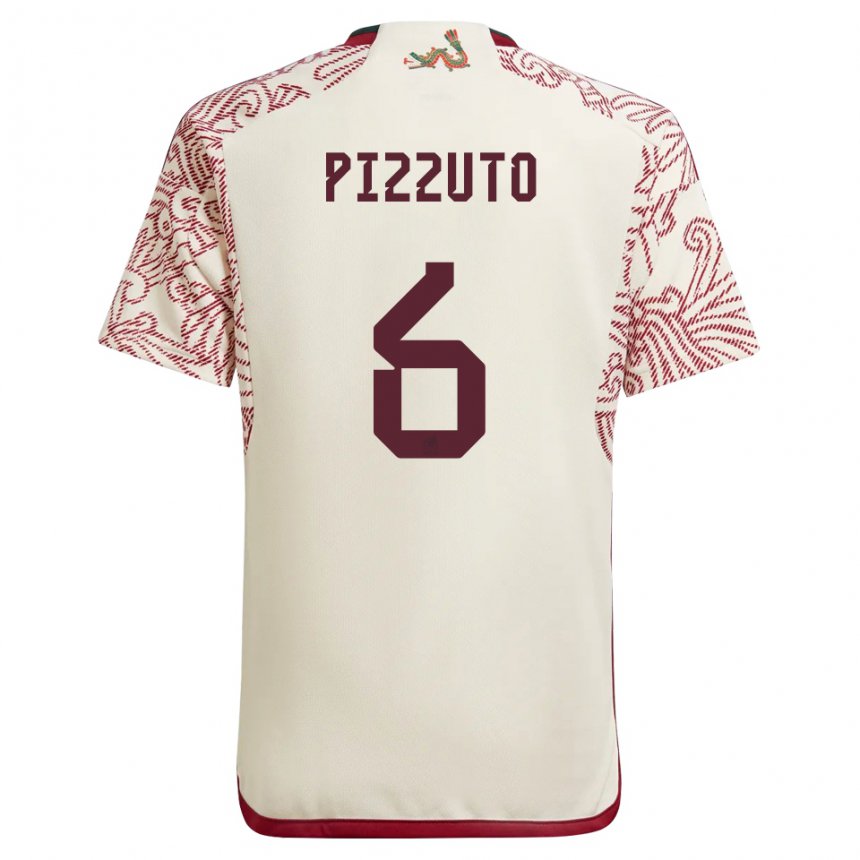 Herren Mexikanische Eugenio Pizzuto #6 Wunder Weiß Rot Auswärtstrikot Trikot 22-24 T-shirt Österreich