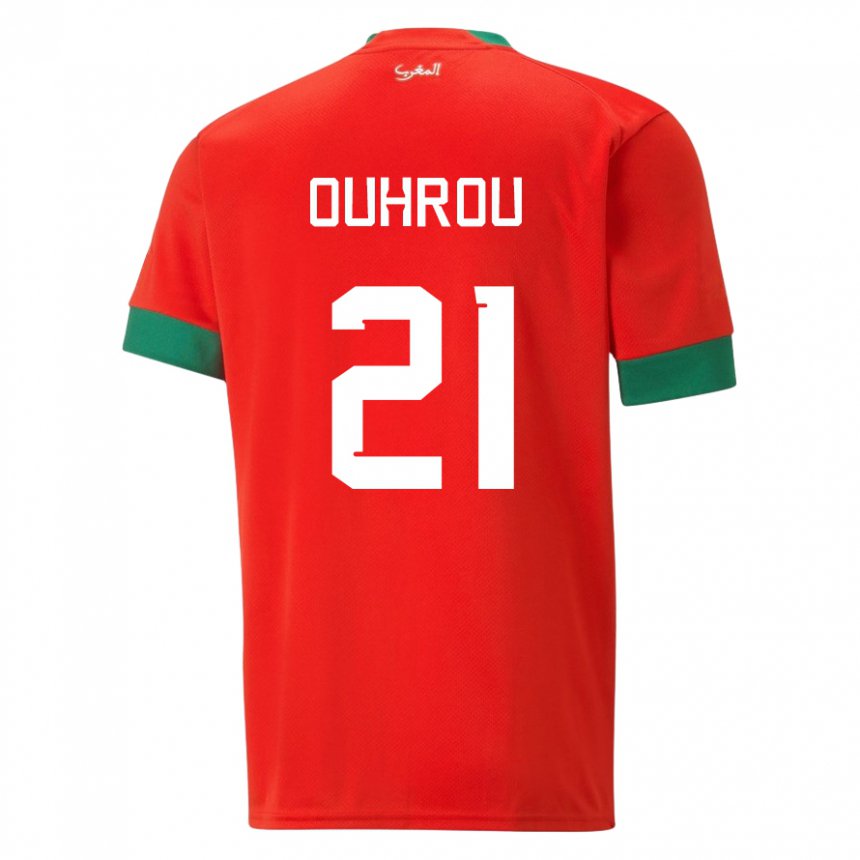 Damen Marokkanische Marouane Ouhrou #21 Rot Heimtrikot Trikot 22-24 T-shirt Österreich