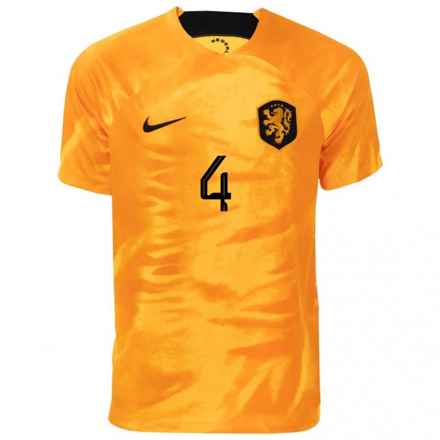 Damen Niederländische Kika Van Es #4 Laser-orange Heimtrikot Trikot 22-24 T-shirt Österreich