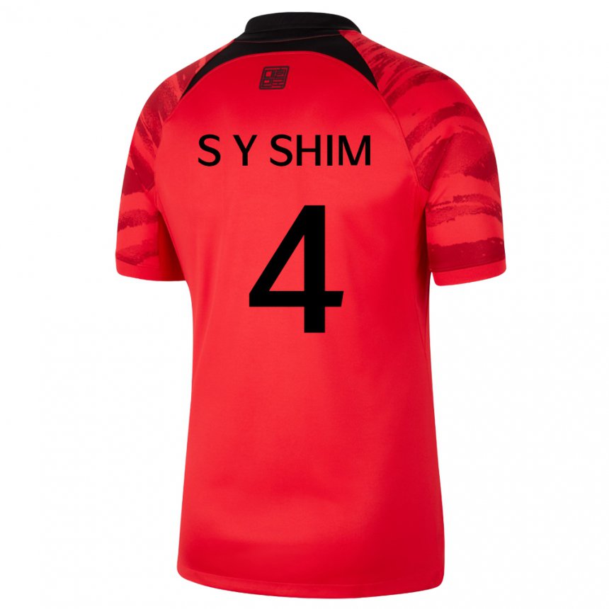 Damen Südkoreanische Shim Seo Yeon #4 Rot Schwarz Heimtrikot Trikot 22-24 T-shirt Österreich