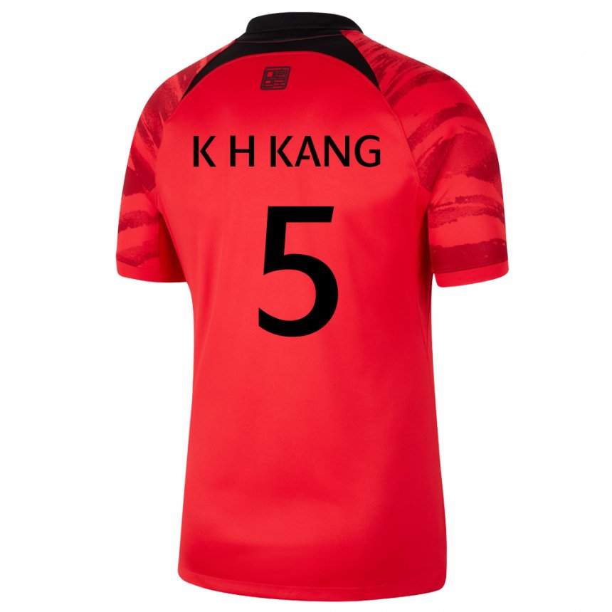 Damen Südkoreanische Kang Kyo Hun #5 Rot Schwarz Heimtrikot Trikot 22-24 T-shirt Österreich